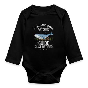Beluga Whale Design für Meeressäuger und Orca - Baby Bio-Langarm-Body - Schwarz - Vorne