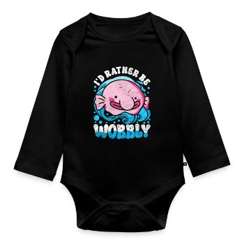 Blobfisch Je préfère être bancal - Body Bébé bio manches longues - noir - Devant