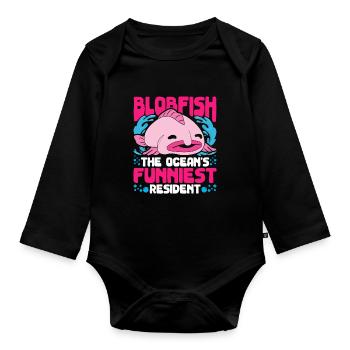 Blobfisch Blobfish The Ocean's Funniest Resident - Baby Bio-Langarm-Body - Schwarz - Vorne