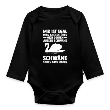 Schwan - Baby Bio-Langarm-Body - Schwarz - Vorne