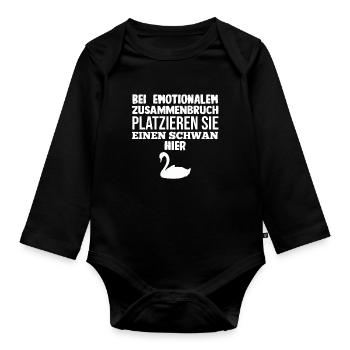 Schwan - Baby Bio-Langarm-Body - Schwarz - Vorne