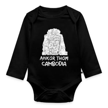 Cambodge Temple Khmer Vintage Flag I Cadeau - Body Bébé bio manches longues - noir - Devant