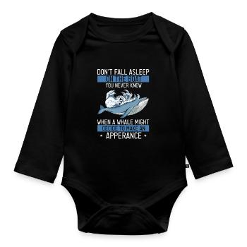 Orca Beobachtung für Buckelwale und Meerwale - Baby Bio-Langarm-Body - Schwarz - Vorne