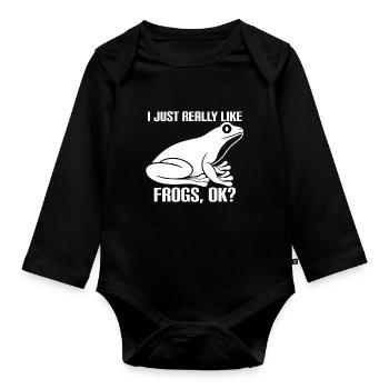 Ich Mag Frösche Einfach Sehr, Okay? - Baby Bio-Langarm-Body - Schwarz - Vorne