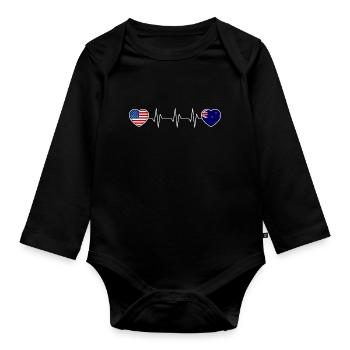 Nouvelle Zélande - Body Bébé bio manches longues - noir - Devant