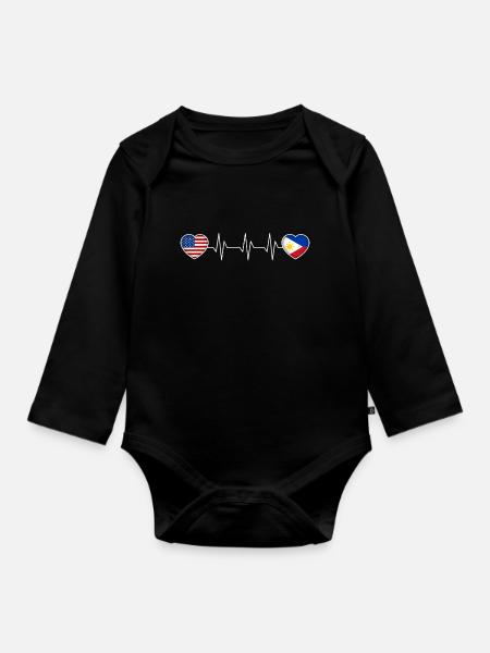 Philippinen - Baby Bio-Langarm-Body - Schwarz