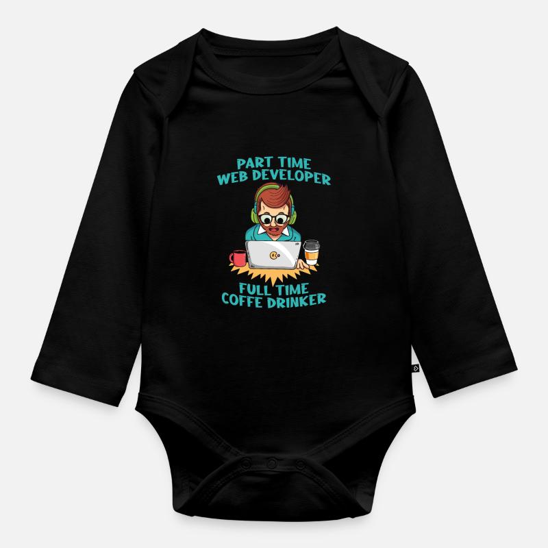 Web Entwickler Webdeveloper Kaffee - Baby Bio-Langarm-Body - Schwarz