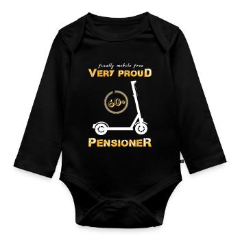 Pensioner pension mobile - Organic Longsleeve Baby Bodysuit - black - Front