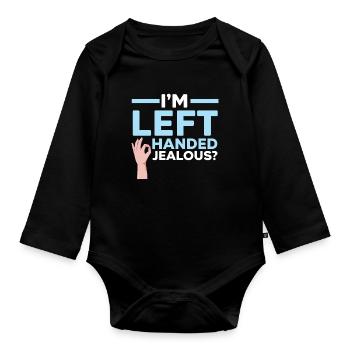 Je suis jaloux gaucher ? Gaucher Wi - Body Bébé bio manches longues - noir - Devant