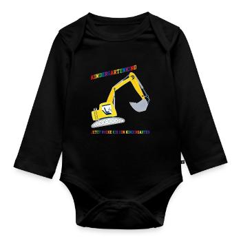 Kindergarten Bagger Kindergartenkind Geschenk - Baby Bio-Langarm-Body - Schwarz - Vorne