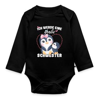 Ich Werde Eine Große Schwester 2025 - Baby Bio-Langarm-Body - Schwarz - Vorne