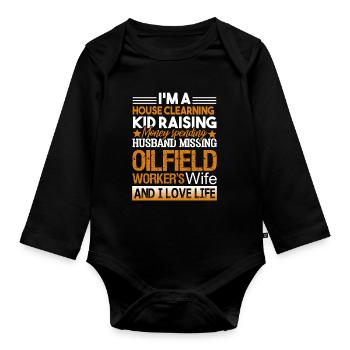 Oilfield Oilfield Wife And I Love My Life - Organic Longsleeve Baby Bodysuit - black - Front