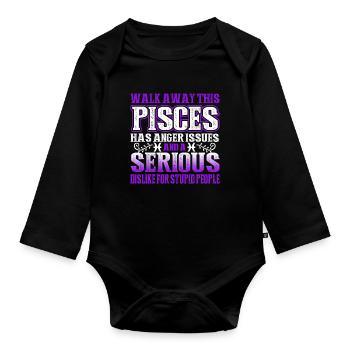 Pisces This Pisces Has Anger Issues - Organic Longsleeve Baby Bodysuit - black - Front