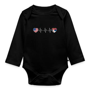 Serbien - Baby Bio-Langarm-Body - Schwarz - Vorne