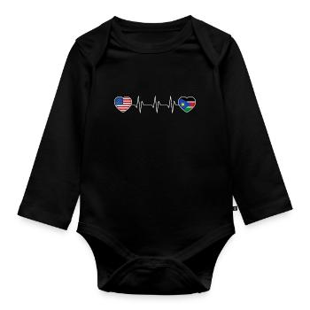 South Sudan - Organic Longsleeve Baby Bodysuit - black - Front