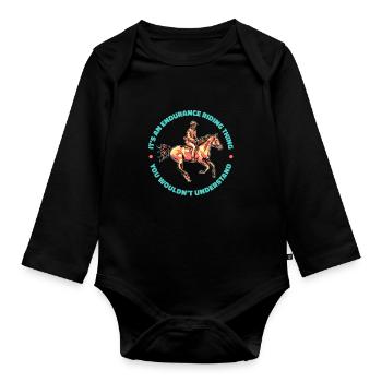 Pferd Reitsport Cool Ausdauerreiten - Baby Bio-Langarm-Body - Schwarz - Vorne