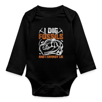 Paläontologe I Dig Fossils And I Cannot Lie - Baby Bio-Langarm-Body - Schwarz - Vorne