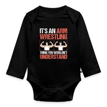 Arm wrestler - Organic Longsleeve Baby Bodysuit - black - Front
