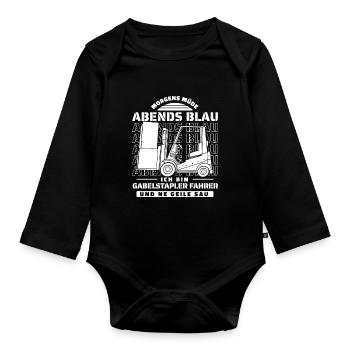 Gabelstapler Staplerfahrer - Baby Bio-Langarm-Body - Schwarz - Vorne
