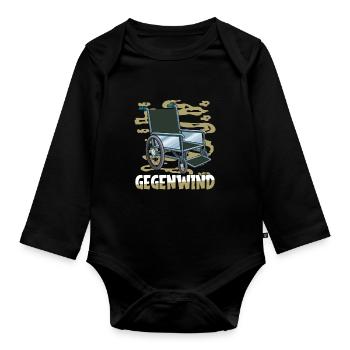 Rollstuhl Rollstuhlfahrer - Baby Bio-Langarm-Body - Schwarz - Vorne