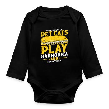 Harmonikaspieler für Munharmonika Spieler - Baby Bio-Langarm-Body - Schwarz - Vorne