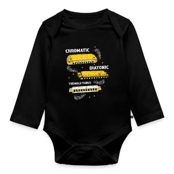 Französische Harfinisten und Harmonikaspieler - Baby Bio-Langarm-Body - Schwarz - Vorne