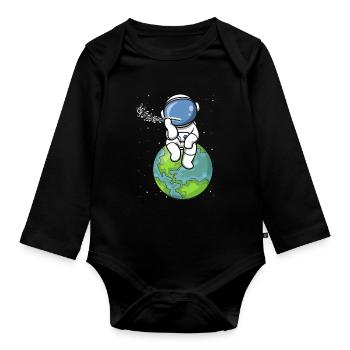 Harmonikaspieler für Munharmonika Spieler - Baby Bio-Langarm-Body - Schwarz - Vorne