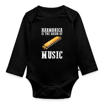 Französische Harfinisten und Harmonikaspieler - Baby Bio-Langarm-Body - Schwarz - Vorne