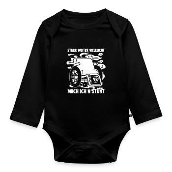 Rollstuhl Rollstuhlfahrer Lustig - Baby Bio-Langarm-Body - Schwarz - Vorne