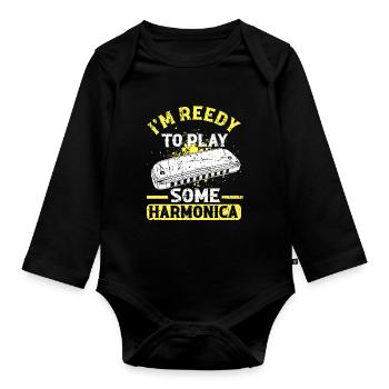 Harmonikaspieler für Munharmonika Spieler - Baby Bio-Langarm-Body - Schwarz - Vorne