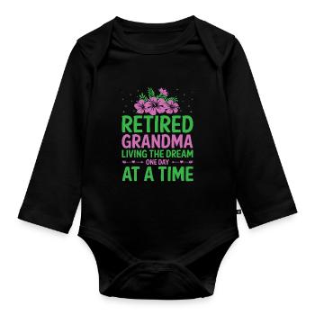 Grand-mère retraitée Pension de retraite Grand-mère Reti - Body Bébé bio manches longues - noir - Devant