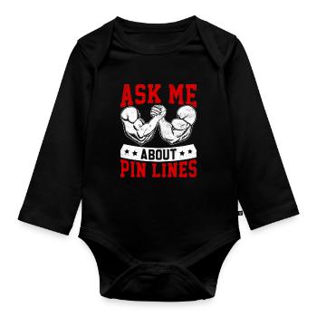 Arm wrestling arm wrestler - Organic Longsleeve Baby Bodysuit - black - Front