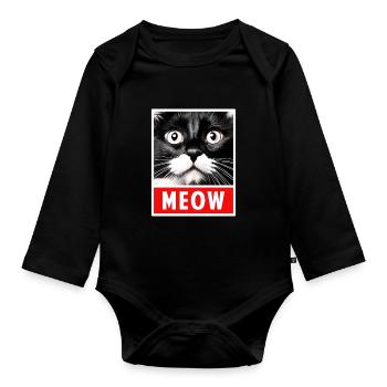 MEOW Meow Mignon Visage de chat - Body Bébé bio manches longues - noir - Devant