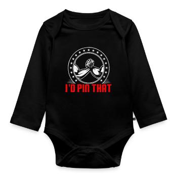 Arm wrestling arm wrestler - Organic Longsleeve Baby Bodysuit - black - Front