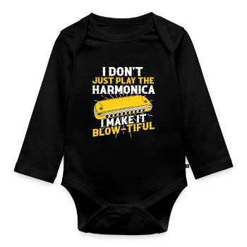 Französische Harfinisten und Harmonikaspieler - Baby Bio-Langarm-Body - Schwarz - Vorne