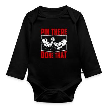 Arm wrestling arm wrestler - Organic Longsleeve Baby Bodysuit - black - Front