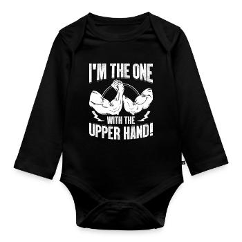 Arm wrestling arm wrestler - Organic Longsleeve Baby Bodysuit - black - Front