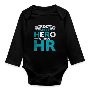 HR Manager You Can't Spell Hero Without HR - Baby Bio-Langarm-Body - Schwarz - Vorne