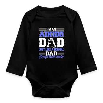 Aikido Aikido Dad Is Cooler - Organic Longsleeve Baby Bodysuit - black - Front