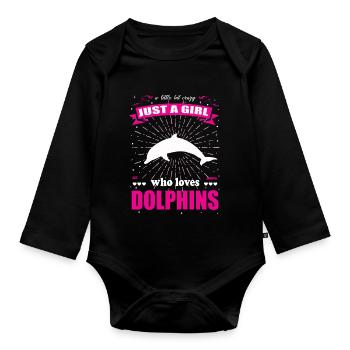 Just a Girl who loves Delphine Outfit - Organic Longsleeve Baby Bodysuit - black - Front