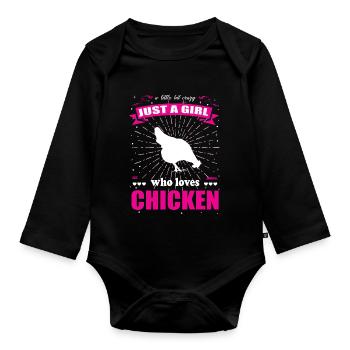 Just a Girl who loves Hühner Outfit - Baby Bio-Langarm-Body - Schwarz - Vorne