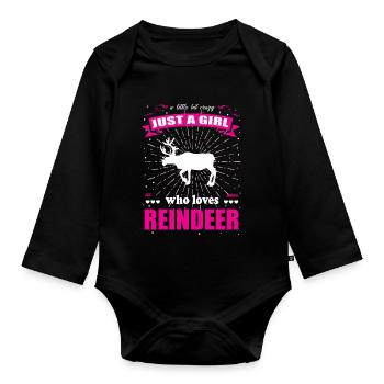 Just a Girl who loves Rentier Outfit - Baby Bio-Langarm-Body - Schwarz - Vorne
