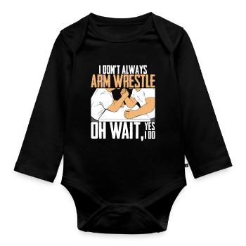 Arm wrestling arm wrestler - Organic Longsleeve Baby Bodysuit - black - Front