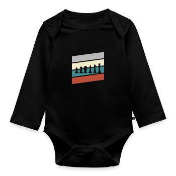 Chess Retro - Organic Longsleeve Baby Bodysuit - black - Front