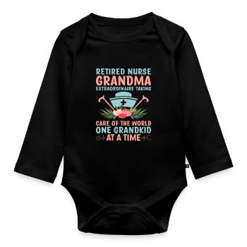 Grand-mère retraitée Pension Infirmière infirmière en soins infirmiers - Body Bébé bio manches longues - noir - Devant