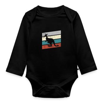 Kangourou Rétro - Body Bébé bio manches longues - noir - Devant