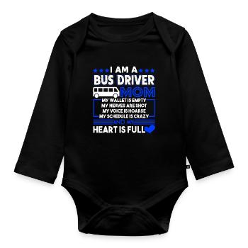 Bus Driver I'm A Bus Driver Mom - Organic Longsleeve Baby Bodysuit - black - Front
