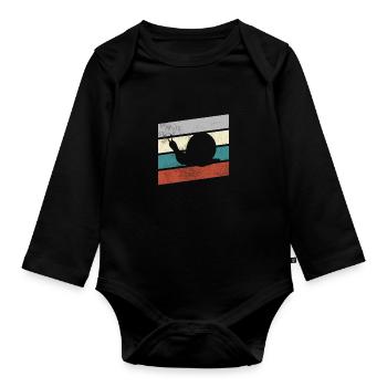 Snail Retro - Organic Longsleeve Baby Bodysuit - black - Front