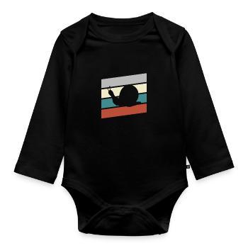 Snail Retro - Organic Longsleeve Baby Bodysuit - black - Front