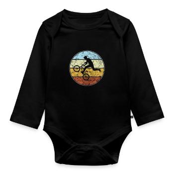 BMX Retro - Organic Longsleeve Baby Bodysuit - black - Front